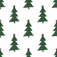 Seamless pattern with geometric minimal scandinavian Christmas tree doodle for decorative print, wrapping paper, greeting cards and fabric vector