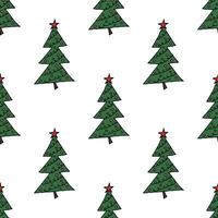 Seamless pattern with geometric minimal scandinavian Christmas tree doodle for decorative print, wrapping paper, greeting cards and fabric vector