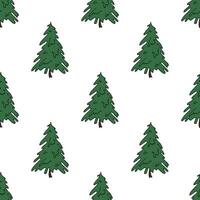 Seamless pattern with geometric minimal scandinavian Christmas tree doodle for decorative print, wrapping paper, greeting cards and fabric vector