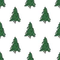 Seamless pattern with geometric minimal scandinavian Christmas tree doodle for decorative print, wrapping paper, greeting cards and fabric vector