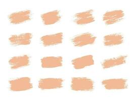 Color of the Year 2024 peach fuzz sample Vector paint brush spot Hand painted trendy color background Ink scribble dab clipart set