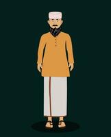 musulmán hombres frente ver dibujos animados personaje para animación vector