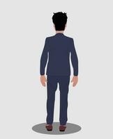 Business man back view cartoon character for cartoon animation stories Free Vector
