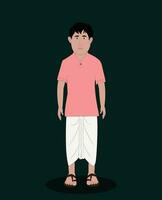 Indian boy front view cartoon character for animation vector