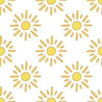 Seamless pattern with sun doodle for decorative print, wrapping paper, greeting cards, wallpaper and fabric vector