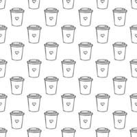 Seamless pattern with cute cup of tea or coffee doodle for decorative print, wrapping paper, greeting cards, wallpaper and fabric vector