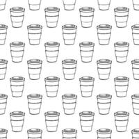 Seamless pattern with cute cup of tea or coffee doodle for decorative print, wrapping paper, greeting cards, wallpaper and fabric vector