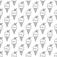 Seamless pattern with ice cream doodle for decorative print, wrapping paper, greeting cards, wallpaper and fabric vector