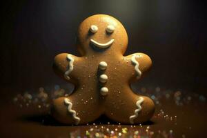 AI generated Gingerbread cookie man. Generate Ai photo