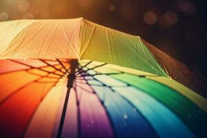 AI generated Rainbow open colorful umbrella. Generate ai photo