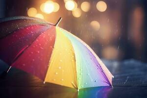 AI generated Rainbow colorful umbrella. Generate ai photo