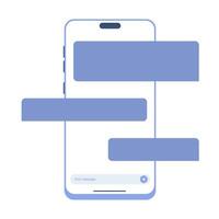 Mockup of Messenger Chat in Mobile Phone. Template of Smartphone and Empty Talk Speech Bubble Icon. Conversation on Smartphone Screen. Interface of Mobile App. Isolated Vector Illustration