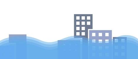Flooded city in the coastal zone. Climate emergency banner vector