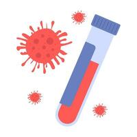 Virus test. Flask with blood illustration isolated on white background vector