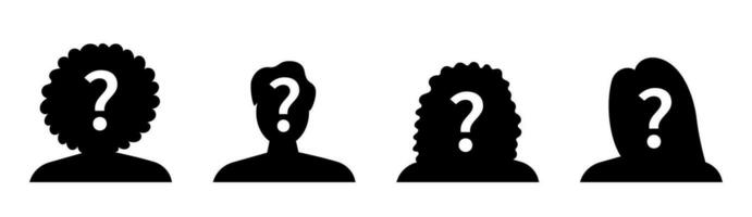 Guess who unknown person silhouette icon vector, anonymous mysterious user profile vector