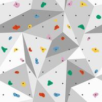 Climbing wall seamless pattern. Colorful holds for rock climbing on a grey wall in the gym. Vector bouldering sport repeat background, wrapping paper, package design, wallpaper, cute print.