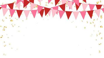 Frame paper flags hanging on a string for party celebration Valentine, birthday, anniversary vector