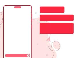 Social media design concept. Smart Phone with carousel style messenger chat screen. Sms template bubbles for compose dialogues. Modern vector illustration flat style