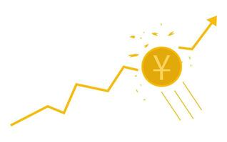 Chinese Yuan currency growth to success concept. The money coin chart. Business growth concept. Vector illustration design.