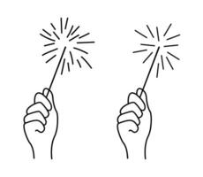 Hand holding a sparkling sparkler vector