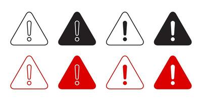 Warning sign icon set collection isolated on white background. Danger, caution symbol vector