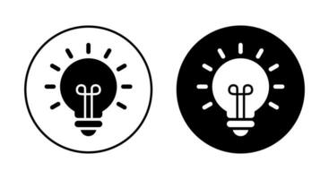 Light bulb, idea icon on black circle. Lightbulb symbol vector