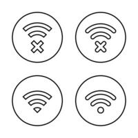 Disconnect wifi and connect icon vector on circle line. Wireless network sign symbol