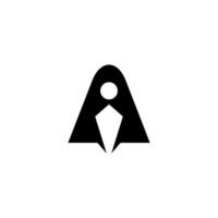 a black and white logo with a person in a triangle vector