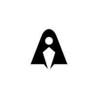 a black and white logo with a person in a triangle vector