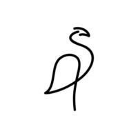 a black and white drawing of a flamingo vector