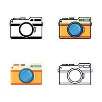 Mirrorless Camera icon set, flat cartoon simple minimalist design style, isolated by white background vector