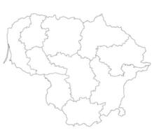 Lithuania map. Map of Lithuania in administrative regions in white color vector