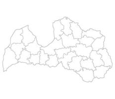 Latvia map. Map of Latvia in administrative regions in white color vector