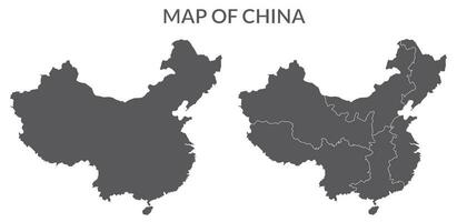 China mapa conjunto en gris color contorno vector
