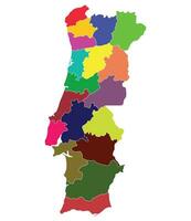 Portugal mapa. mapa de Portugal en administrativo provincias en multicolor vector