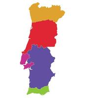 Portugal map. Map of Portugal in five mains regions vector