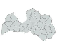 Latvia map. Map of Latvia in administrative regions in grey color vector