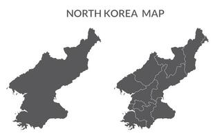 North Korea map. Map of North Korea in set in grey vector