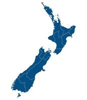 New Zealand map. Map of New Zealand in administrative provinces in blue color vector