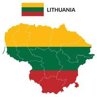 Lithuania map. Map of Lithuania with Lithuania flag vector