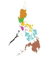 Philippines map. Map of Philippines in eight mains regions vector