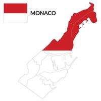 Monaco map. Map of Monaco with Monaco flag vector