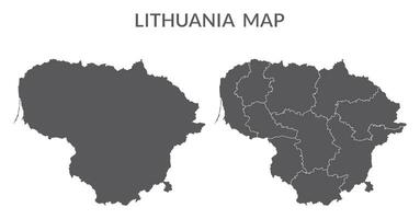 Lithuania map set. Map of Lithuania in white color set in grey vector