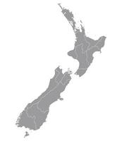 New Zealand map. Map of New Zealand in administrative provinces in grey color vector