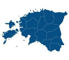 Estonia mapa. mapa de Estonia en administrativo regiones en azul color vector
