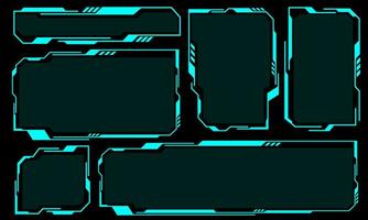 Hud frames blue user interface elements design modern technology futuristic control panel screen digital hologram window gaming menu touching cyber monitor set on black background vector