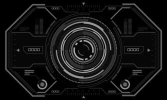 HUD sci-fi circle interface screen view white geometric design virtual reality futuristic technology creative display on black vector