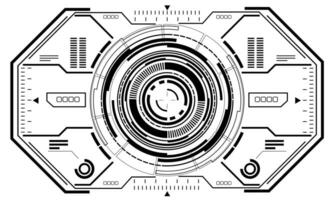 hud ciencia ficción circulo interfaz pantalla ver gris geométrico diseño virtual realidad futurista tecnología creativo monitor en blanco vector