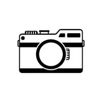 Simple camera icon black and white color silhouette flat style vector