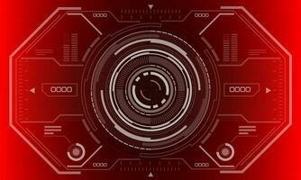 HUD sci-fi circle interface screen view white geometric design virtual reality futuristic technology creative display on red vector